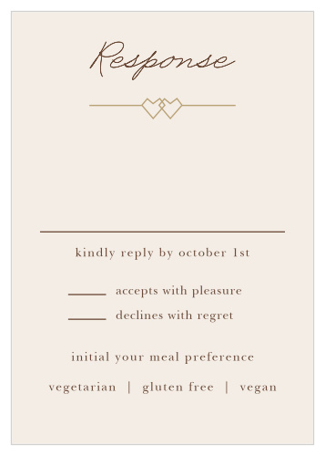 Collect RSVPs to your lovely wedding with the Linked Hearts Response Cards