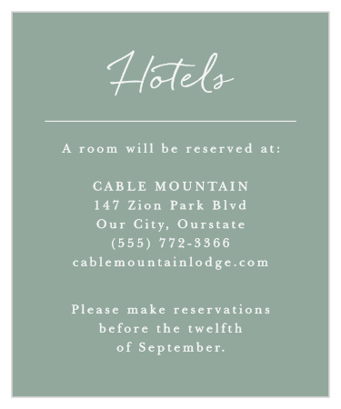 Help all your traveling guests have a comfortable visit with our Picturesque Tea Accommodation Cards.