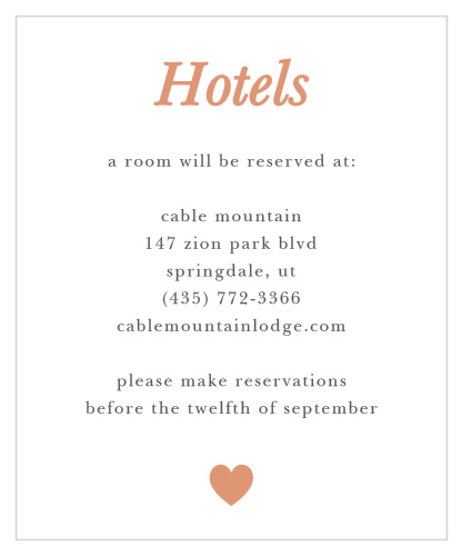 Let your guests know about the best reservations for travel and when to make them by with the Sophisticated Shimmer Foil Accommodation Cards.
