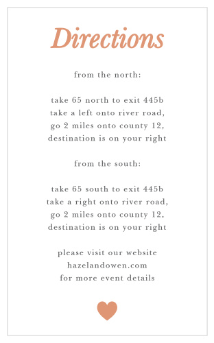Provide your guests with the best directions to find your wedding venue with the Sophisticated Shimmer Foil Direction Cards.