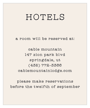 Let your guests know about the best reservations for travel and when to make them by with the Make a List Accommodation Cards.