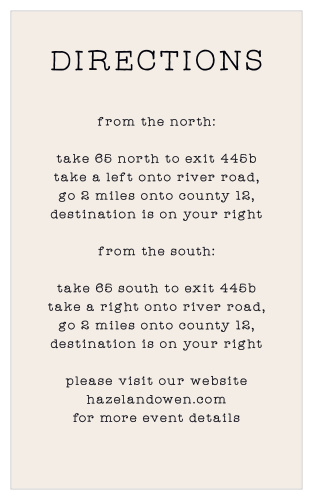 Provide your guests with the best directions to find your wedding venue with the Make a List Direction Cards.