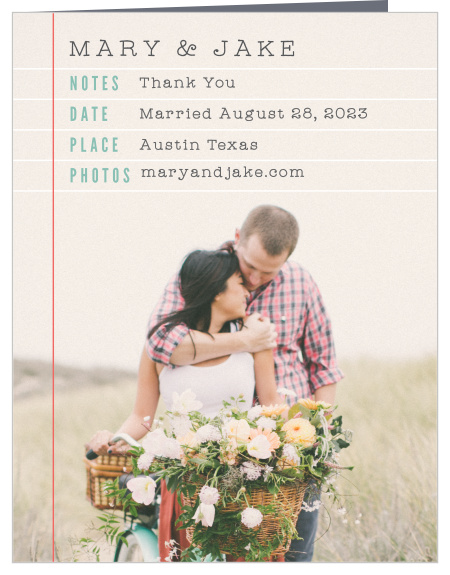 Finish your wedding stationery with the Make a List Wedding Thank You Cards.