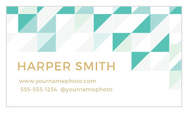 A  pattern of triangles and squares on the front makes the Chic Geometric Foil Business Cards a modern and stylish way to advertise your business.