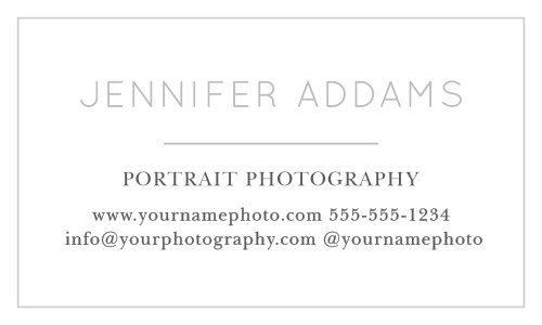 On the front of the Modern Family Foil Business Cards is your name or the name of your business, title and contact information in your choice of over 100 hand-picked fonts.