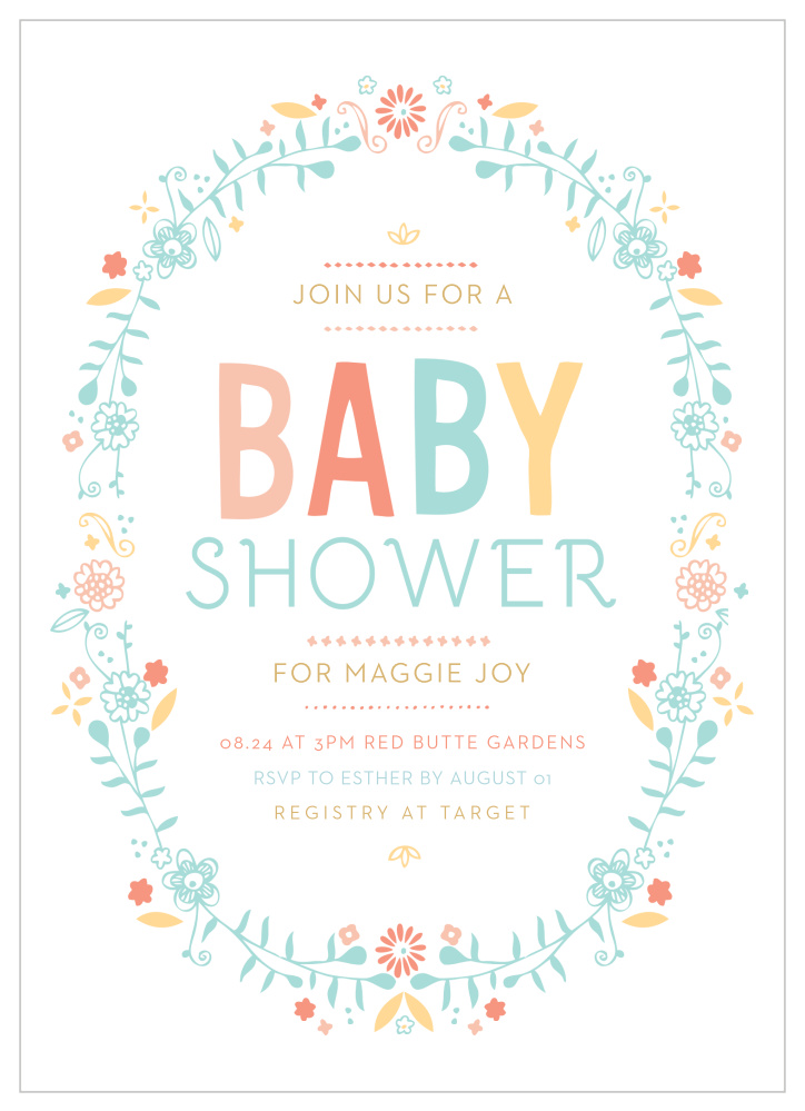 Baby Wreath Foil Baby Shower Invitations