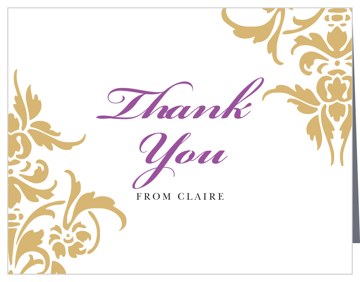 Decorative Damask Foil Baby Shower Thank You Cards