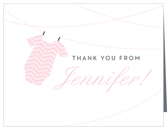 The Onesie Clothesline Girl thank you card are a cute way to show your guests your love!