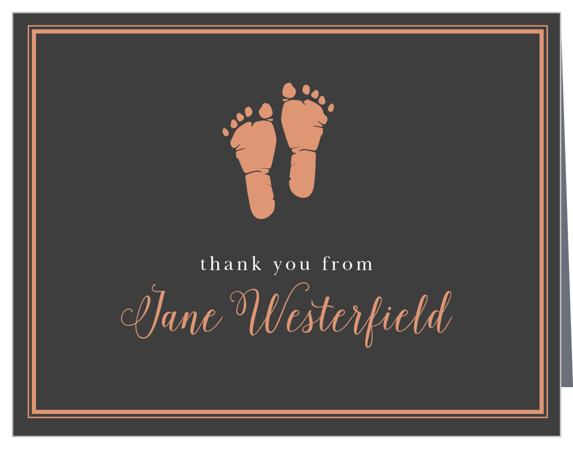Little Girl's Footprints Foil Baby Shower Thank You Cards
