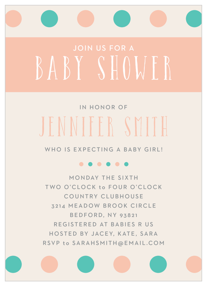 Polka Dot Girl Baby Shower Invitations