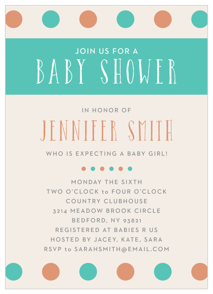 Polka Dot Girl Foil Baby Shower Invitations