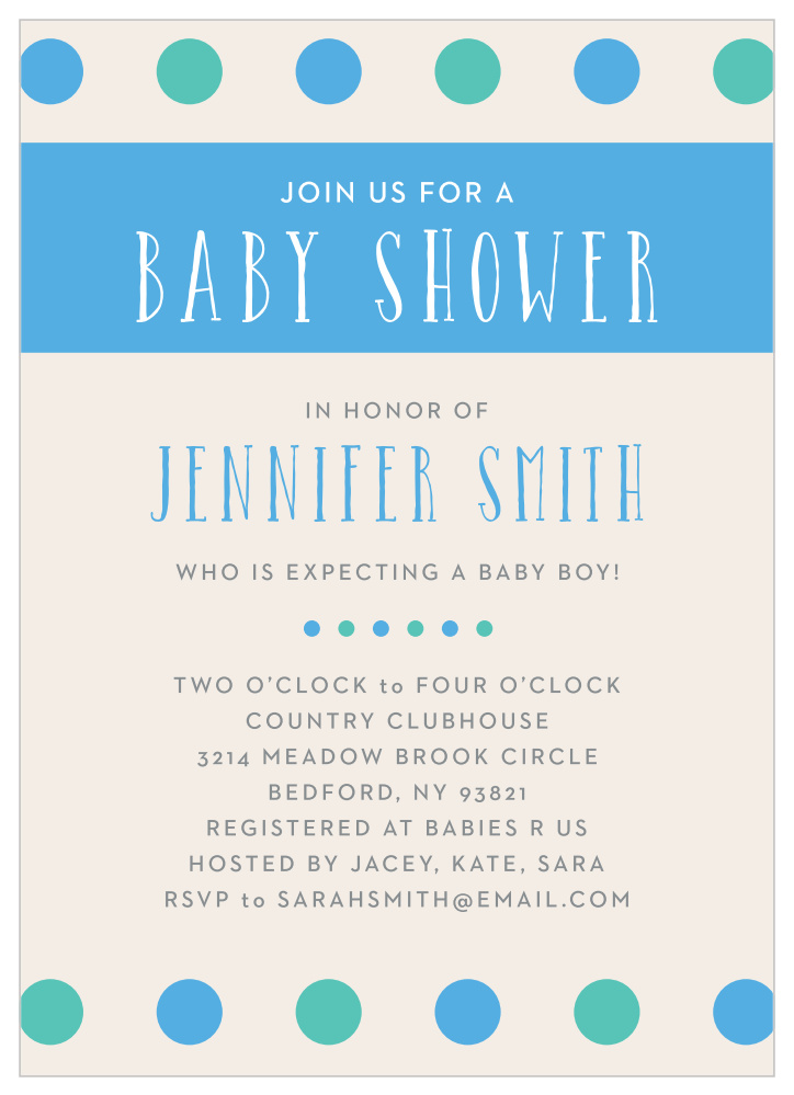 Polka Dot Boy Baby Shower Invitations