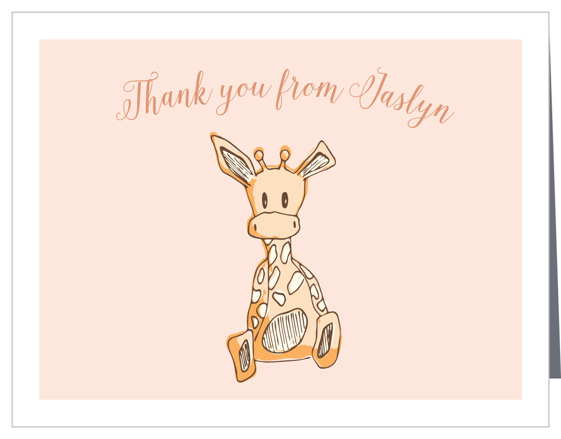 Giraffe Girl Foil Baby Shower Thank You Cards