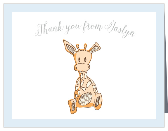 Giraffe THANK YOU card, baby shower boy or girl theme printable, brown  yellow thank you, digital files, jpg pdf, instant download - sa001