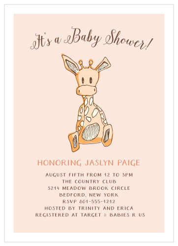 Send out your baby shower invites with the Giraffe Girl Baby Shower Invitations.