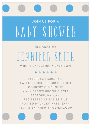 Polka dots are always a classic! With the Polka Dot Boy Foil Baby Shower Invitation, you can customize this invitation to match your baby shower theme.