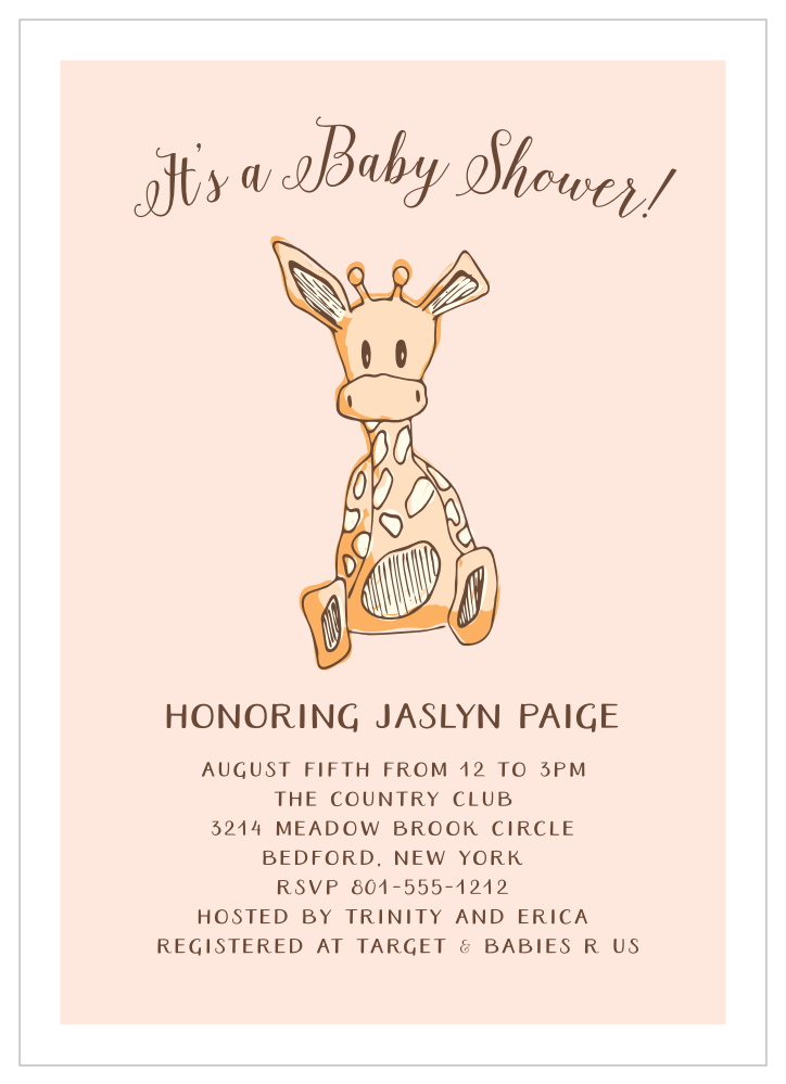 Giraffe Girl Baby Shower Invitations