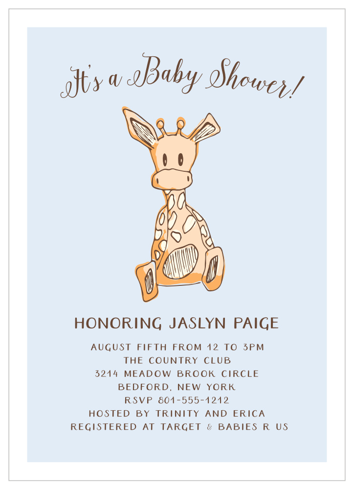 Giraffe Boy Baby Shower Invitations