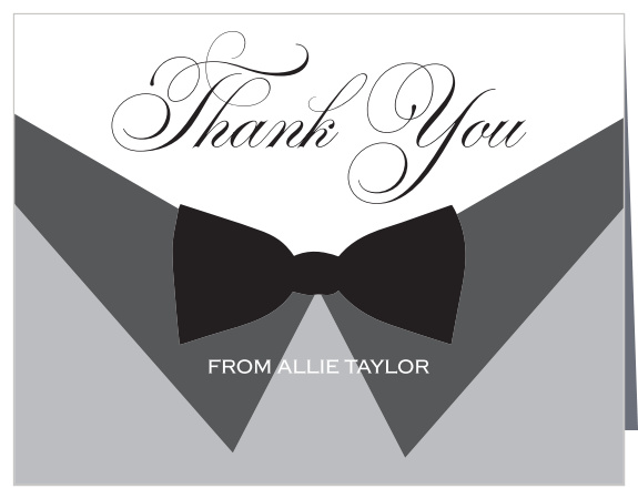 Thank your family and friends for celebrating your newest arrival with the dapper Little Gentleman Thank You Card. Complete with shirt and bowtie, this design is ready if for you to customize to your liking! Customize the fonts, text and colors of this design! 