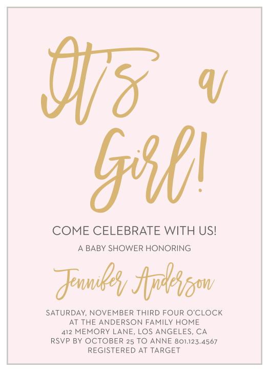 Announce you’re having a Girl with the Royal Script Girl Baby Shower Invitations.