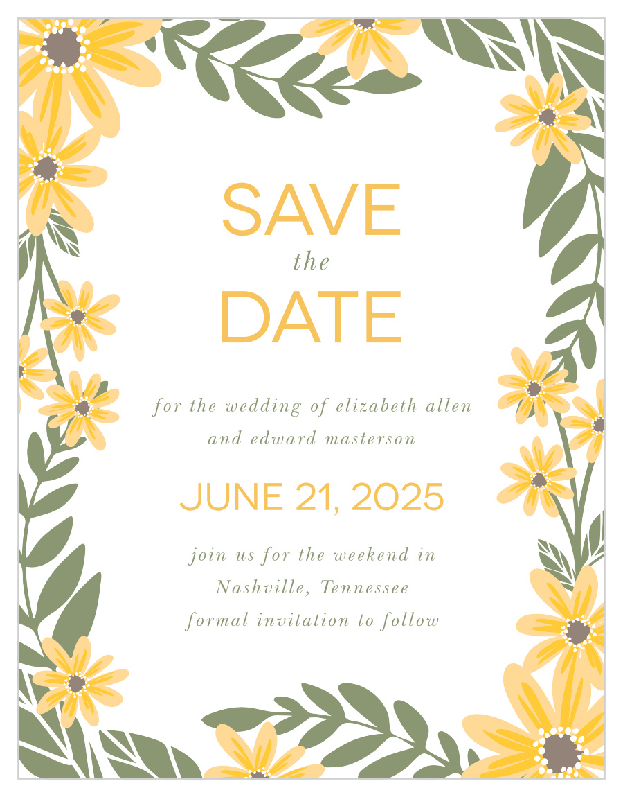 Sunny Flowers Save the Date Cards