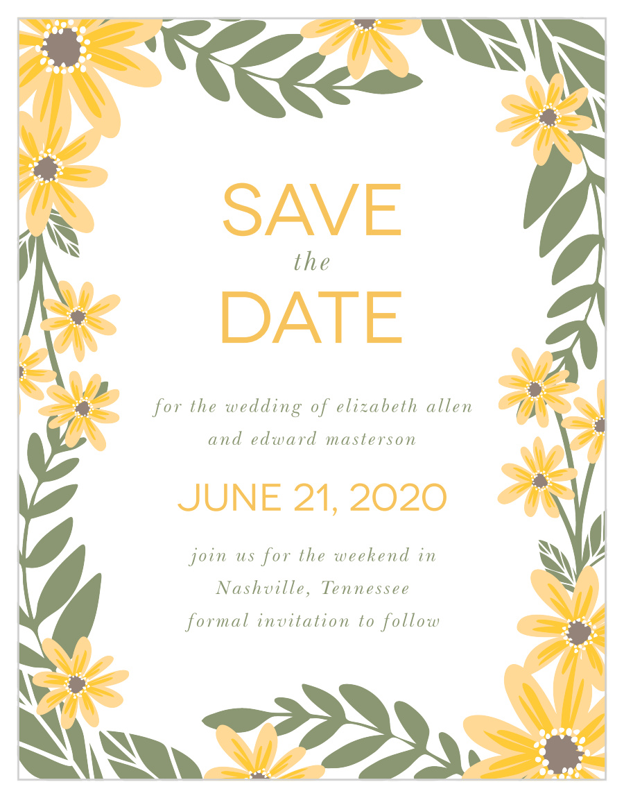 Sunny Flowers Save the Date Magnets