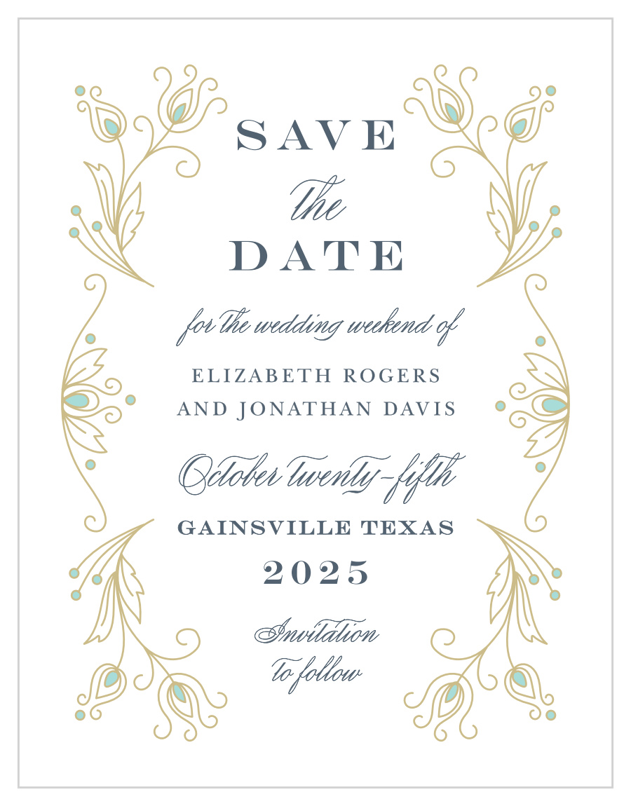 Peacock Flourish Save the Date Cards