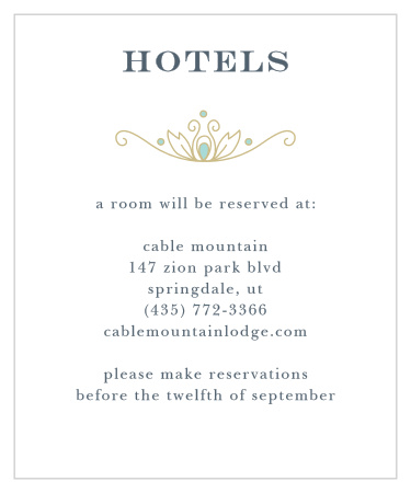 Peacock Flourish Accommodation Cards