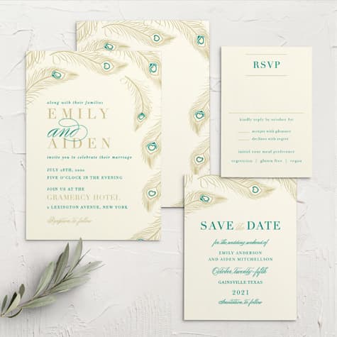 Peacock Feather Wedding Invitations