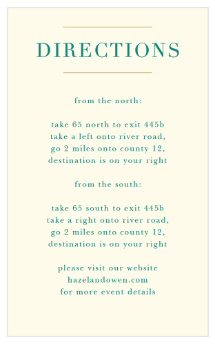 Give guests the best route to get to your wedding venue with the Peacock Feather Direction Cards.