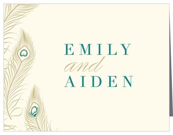 Convey your gratitude sumptuously with the Peacock Feather Thank You Cards.