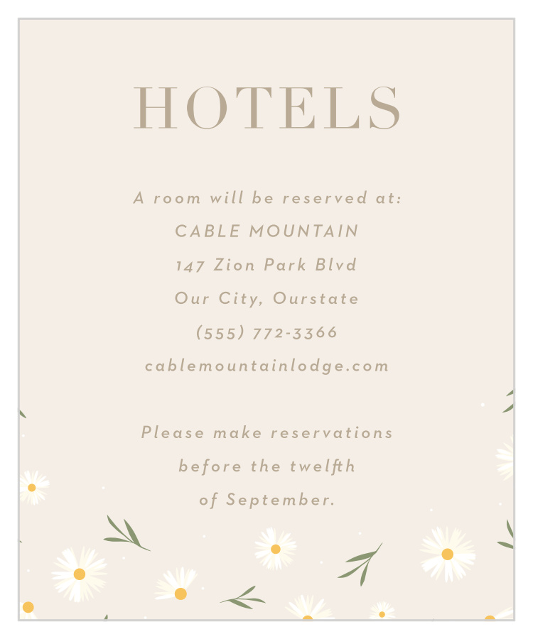 Falling Daisies Accommodation Cards