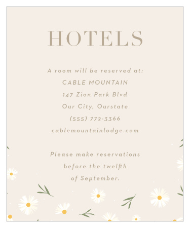 The Falling Daisies Wedding Accommodation Cards will match the rest of the invitation suite perfectly.