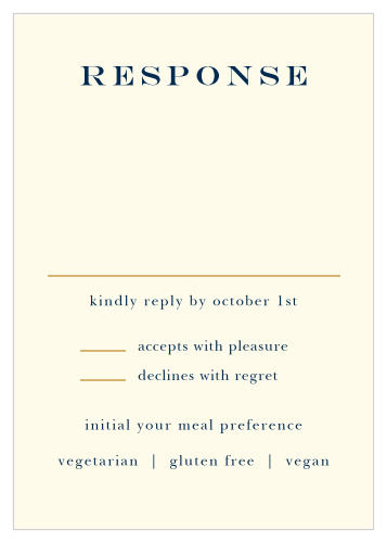 Design lavish RSVPS for your luxurious wedding with the Peacock Flourish Foil Response Cards.