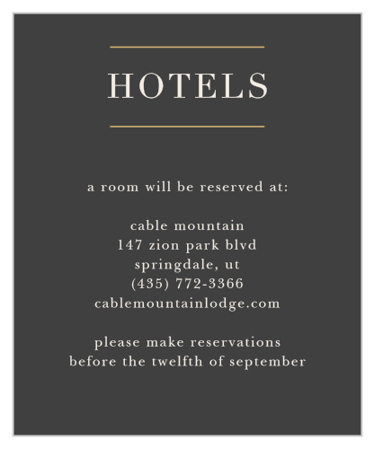 Make sure guests have a luxurious place to stay before and after your wedding festivities with the Peacock Feather Foil Accommodation Cards.