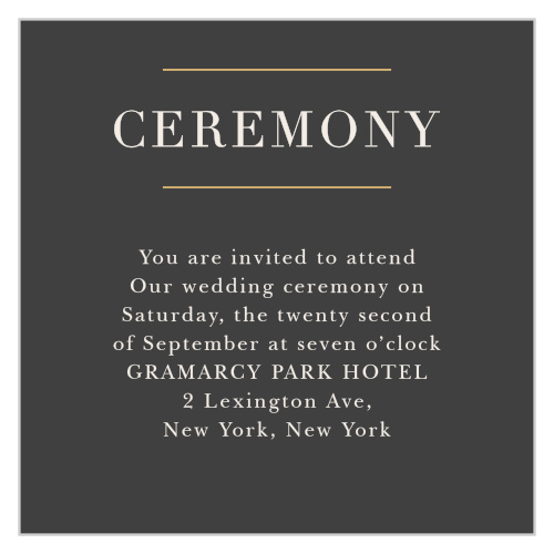 Customize the Peacock Feather Foil Ceremony Cards as sumptuous invites to your wedding ceremony.