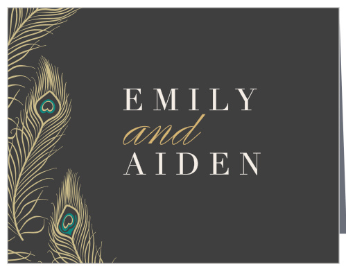 Convey your gratitude sumptuously with the Peacock Feather Foil Thank You Cards.