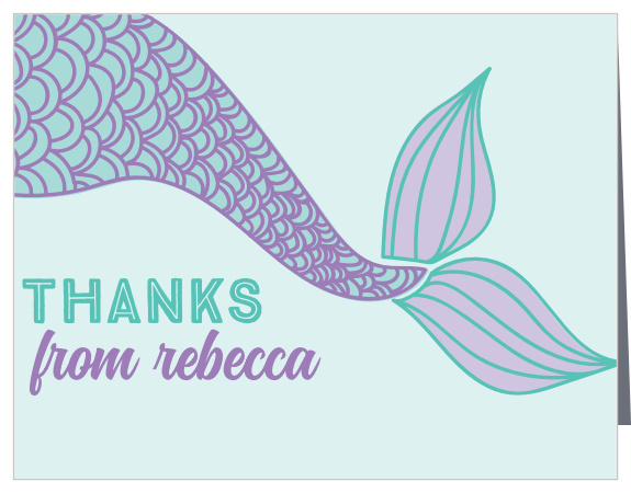 A mermaid tail decorates the Under the Sea Thank You Cards.