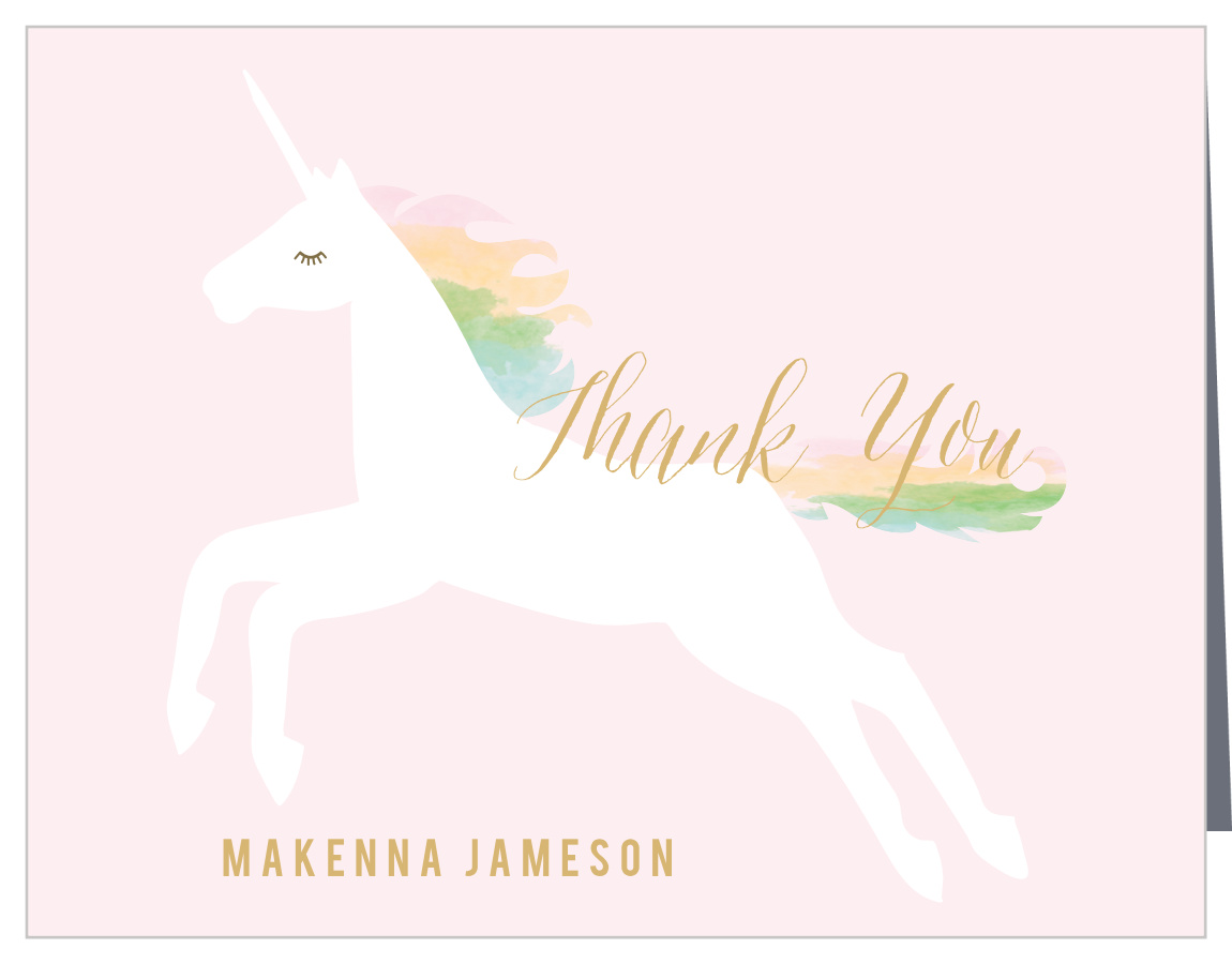 Rainbow Pony Foil Children's Birthday Thank You Cards