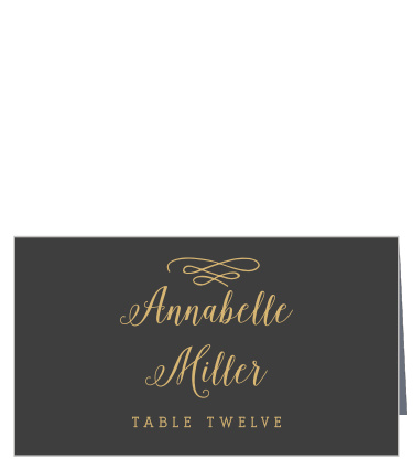 The Whimsical Calligraphy Foil Place Cards' simple design is lovely and romantic.