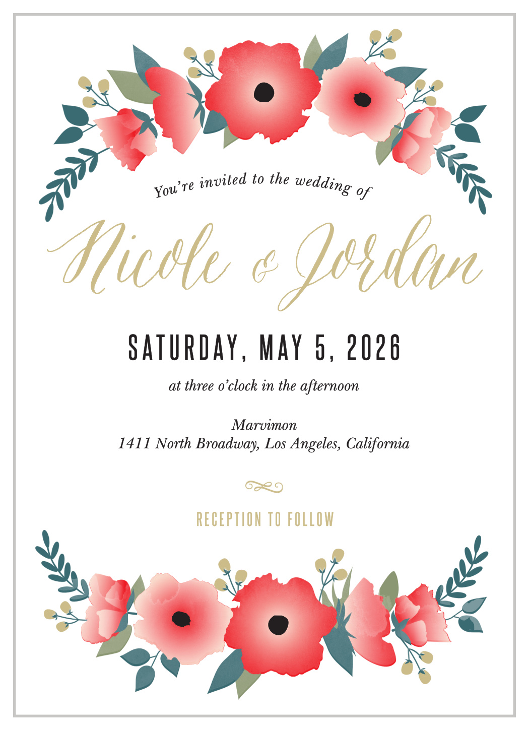 Watercolor Floral Wedding Invitations