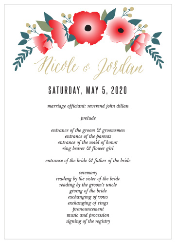 Keep your guests on the same page with Watercolor Floral Wedding Programs.