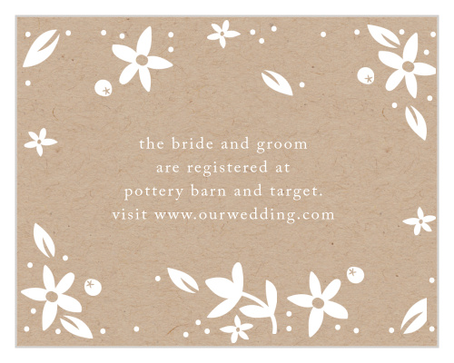 Playful florals surround your text on the Silent Garden Registry Cards.