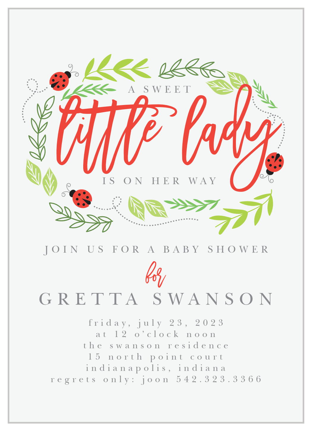 Little Ladybug Baby Shower Invitations