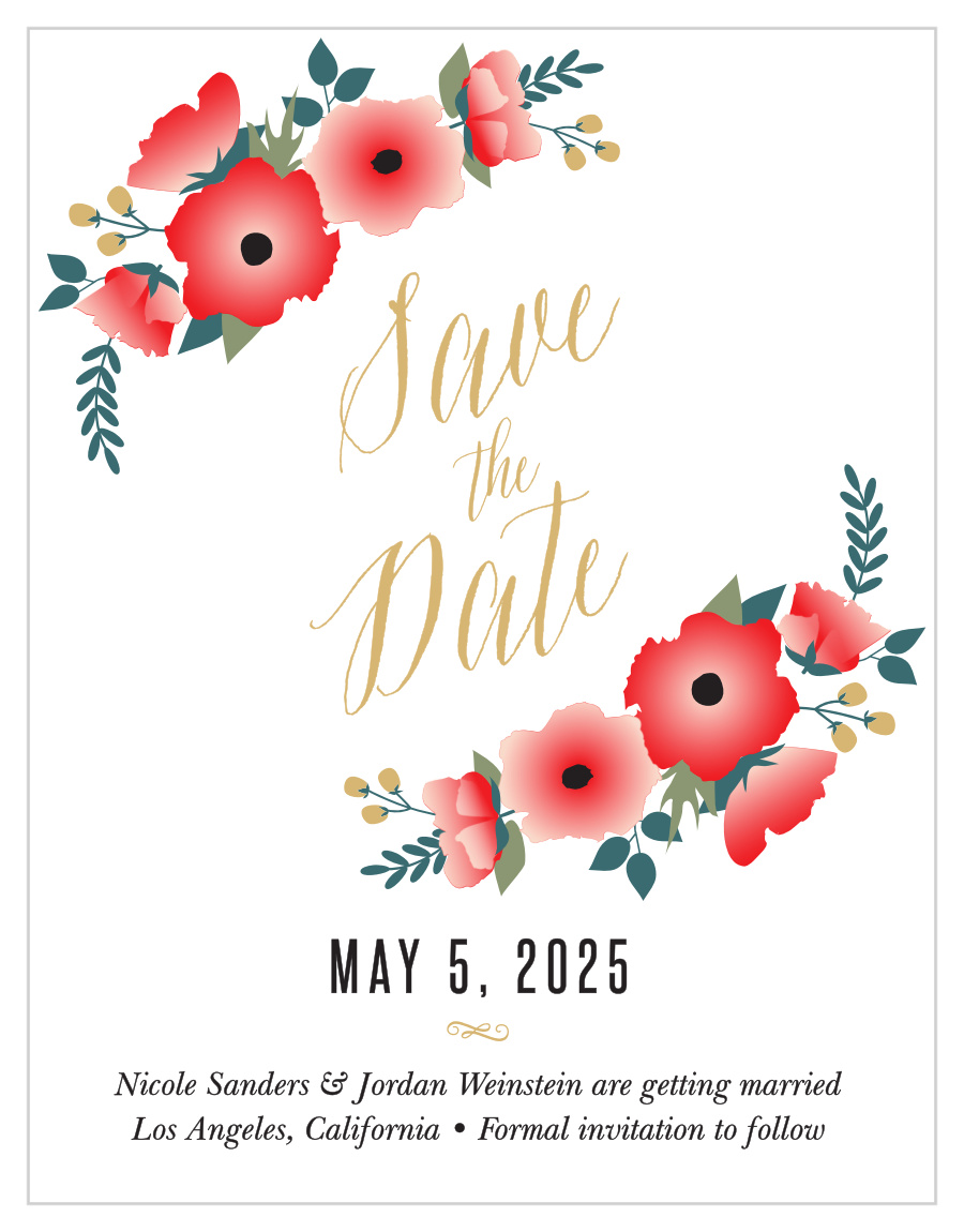 Watercolor Floral Foil Save the Date Cards