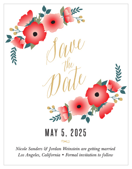 The Watercolor Floral Foil Save-the-Date Cards is part of the Love vs Design collection by Basic Invite.