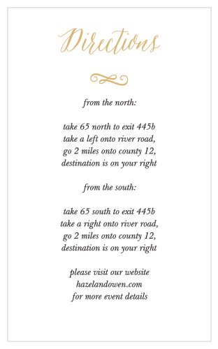 Simple, elegant, and direct, these Watercolor Floral Foil Direction Cards allow you to guide your guests to your chosen location without confusion.