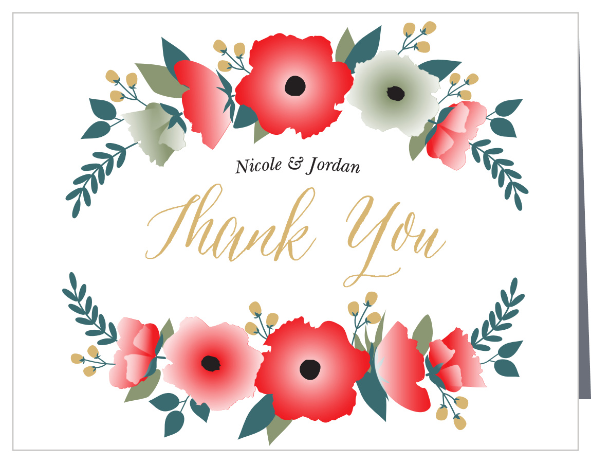 Watercolor Floral Foil Wedding Thank You Cards