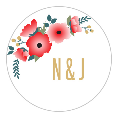 Watercolor Floral Foil Wedding Stickers