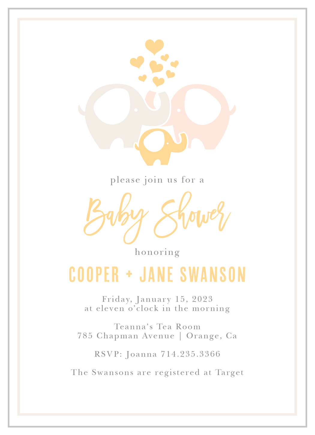 Baby Elephant Baby Shower Invitations